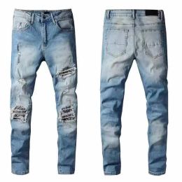 2022 Designer men jeans hip-hop fashion zipper hole wash jeans pants retro torn fold stitching mens design motorcycle riding cool slim pant black jean for women 28-40