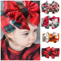 16Colors Baby Big Bow Knot Elastic Hairband Floral Baseball Plaid Print Headbands girls Headdress Kids Hair Band Girl Hair Accessories