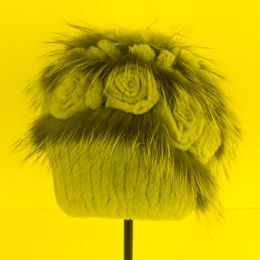 Berets Winter Women 100% Natural Real Rex Fur Top Bomber Hat Knitted Female Quality CapBerets BeretsBerets