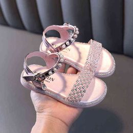 Baby Summer Sandals For Girls Dress Beach Shoes Child Elegant Baby Princess Shoe Toddler Fashion Beading 2021 1 2 3 4 5 6 Year G220523