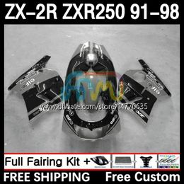 -Kit de carrosserie pour Kawasaki Ninja ZXR-250 ZX 2R 2 R R250 ZXR 250 ZXR250 1991 1992 1993 1994 1995 1996 1997 1998 9DH.21 ZX-R250 ZX-2R ZX2R 91 92 93 94 95 96 97 98 FAIRING Black Gray Black Gray Black Black
