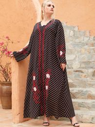 Ethnic Clothing Ramadan Turkey Muslim Dress Women Striped Abaya Moroccan Kaftan Islamic Hijab Djellaba Dubai Jilbab Eid Party Vestidos