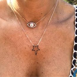 High Quality 925 Sterling Silver Delicate Black CZ Necklaces Shiny Star Pendant Sexy Women Girls Fashion Jewelry1