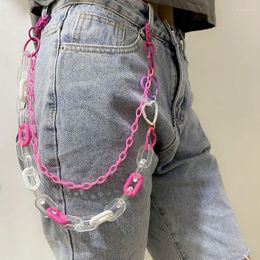 Keychains Hip Hop Vintage Colourful Heart Key Chain For Women Egirl Punk Cool Transparent Waist Pants Keychain Trendy Accessories Jewellery Mir