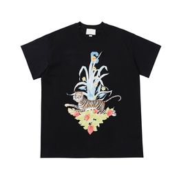 flower sleeve t shirt NZ - 22SS New Summer Classic Flower Tiger Printed Tee High-End Breathable Black White Short Sleeve Casual Loose Men Women Couples Comfortable Street T-shirts TJAMTX045