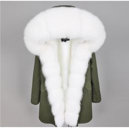 Women's Fur & Faux Women's Clothing Winter Warm Streetwear Slim Collar Long Parka Detachable Thick Liner Coat Real CoatWomen's Women'sWo