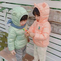 2021 New Dinosaur Colorful Cute Boys Jacket Winter Keeping Warm Hooded Jacket For Kids Toddler Children Christmas Gift J220718