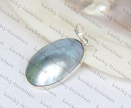 Pendant Necklaces Natural 22X33mm Blue South Sea Mabe Pearls Pendants Sterling Silver C458Pendant PendantPendant