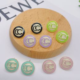 Luxury Brand Designers Letters Ear Stud Candy Colour Round Stainless Steel Geometric Famous Women Steel Seal Print High-Quality Earring Wedding Party Jewerlry