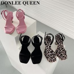 Brand Open Toe Platform High Heel Sandal Fashion Ankle Strap Gladiator Party Dress Shoe Women Summer Wedding Pumps Leopard Mujer 220516