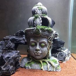 rium Stone Buddha Ornament Retro Figurines Resin Fish Tank Reptile Hideout Cave Landscape Decoration Accessories Y200917