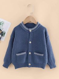 Toddler Boys Striped Button Front Pocket Cardigan SHE