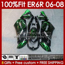 OEM Body Kit For KAWASAKI NINJA 650R green flames ER6 650 R ER 6 F 2006-2008 Bodywork 139No.34 650R-ER6F 650-R ER-6F ER6F 06 07 08 ER 6F 2006 2007 2008 Injection Mould Fairing