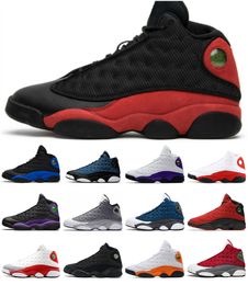 purple trainers Canada - Top Quality Jumpman 13 13s Mens Basketball Shoes Brave Blue Hyper Royal Del Sol Obsidian Flint Court Purple Starfish Black Cat Bred Chicago trainer outdoor Sneakers