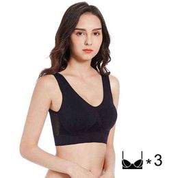 Sports Bras For Women Plus Large Big Size Ladies Cotton Bralette Mujer Top Underwear Padded Fitness Running Brasserie 3pc L220726