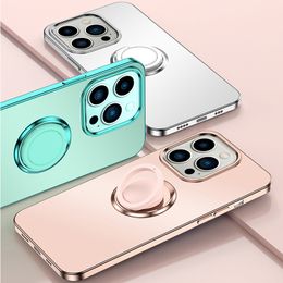 Magnetic Ring Phone Cases for iPhone 14 Pro Max Electroplated Soft Flexible TPU Case Cover