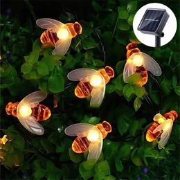 Strings Solar Bee String Lights Outdoor Waterproof 20/50/100LED Garden Decoration Lamps For Patio Yard Fence Light Summer DecorLED LED