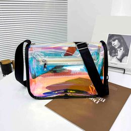 Evening Bags Female Laser Transparent Shoulder Tote Casual Pvc Clear Zipper Crossbody for Women Traveling Shopping 220630