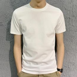 Summer White Solid T Shirt Men Cotton Causal O-neck Basic T-shirt Male High Quality Classical Slim fit Tops 220505