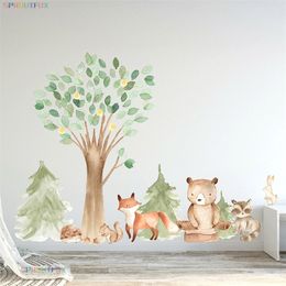 Large Forest Wall Stickers For Kids rooms Brown bear Kids Wall Stickers Decoration Wallpaper For Kids Room Decoration 220510