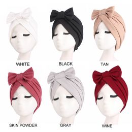New Removable event bow Muslim Turban islamic Inner Hijab Caps Elastic Beanies Hat Indian Woman Wrap Head Hijab Caps for African