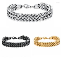 Link Chain 316L Stainless Steel Bracelet Mens Wristband Foxtail Box Bracelets Bangle Men Double Gold Black Fashion Jewellery Kent22
