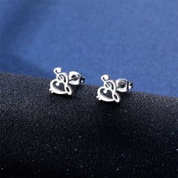 Stainless Steel Musical Note Pendant Love Necklace Stud Earrings Set Women's Hip Hop Design Personality Jewellery Clavicle Chain