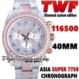 2022 TWF V3 bf116500 ETA 7750 SA7750 Chronograph Automatic Mens Watch jh116595 Diamond Arabic Dial 904L Steel Iced Out Diamonds Two Tone Bracelet eternity Watches