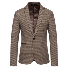 Fall and Winter Men Slim Fit Blazer Jacket Fashion Solid Mens Suit Jacket Wedding Dress Coat Casual Business Male Suit Coat 4XL 220504