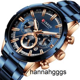 Watches Jewelry Curren New Fashion with Stainless Steel Top Brand Luxury Sports Chronograph Quartz Watch Men Relogio Masculino 5YN5