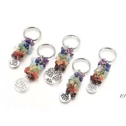 Natural Crystal Keychain Pendant Broken Gems Tassel party favor Keychain Luggage Decoration Key Chain Birthday Gift Keyring sxa26