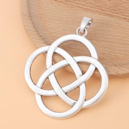 Pendant Necklaces 5pcs/Lot Silver Color Large Chinese Knot Charms Pendants For Necklace Jewelry Making AccessoriesPendant