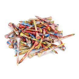 100 Pcs Novelty Coloured Wood Golf Tees 70MM Wooden Supplies Accessories