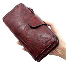 Wallets Women's Wallet Made Of Leather Three Fold VINTAGE Womens Purses Mobile Phone Purse Female Coin Clutch BagWallets