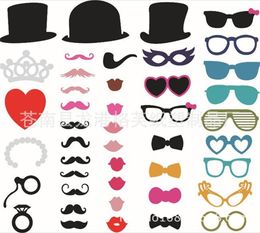 Event Party Supplies Set of 44 Photo Booth Prop Moustache Eye Glasses Lips on a Stick Mask Funny Wedding Party Photography