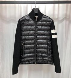 Euope homens gola para baixo casaco de lã tricô emenda design jaqueta fina parkas branco preto cor tamanho M-XL