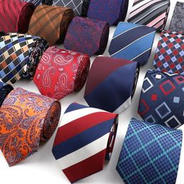 Bow Ties Men's Classic Luxury Tie 8cm Striped Plaid All-Match Jacquard Necktie For Business Wedding Prom Daily Wear Accessory Fred22