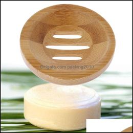 Soap Dishes Bathroom Accessories Bath Home Garden Ll Round Mini Dish Creative Environmental Protection Natural Bamboo Hold Dhhke