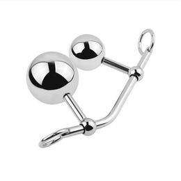 Latest Female Stainless Steel Anal Vagina Double Ball Plug In Chastity Belt255b