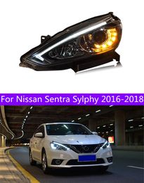 Car Headlights LED For Nissan Sentra Sylphy 20 16-20 18 LED Running Light Turn Signal Bi-Xenon Beam Fog Angel Eyes Driving Lights