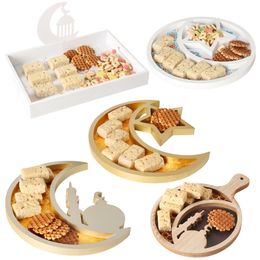 Moon Star Wooden Eid Mubarak Ramadan Decoration For Home Islamic Muslim Party Decor Ramadan Kareem Gifts Food Tray Eid Al Adha 220527