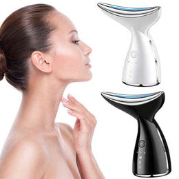 Neck Lift Device Double Chin Removal LED Photon Therapy Face Wrinkle Reduce Care Facial Lifting Vibration Massager 220520