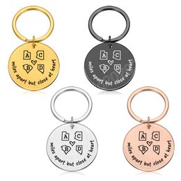 Personalized Lnitials Friends Keychain Couple Metal Key Chain Engraved Key Holder Family Keyring Pendant Gift for Man Women