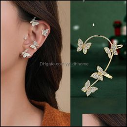 Clip-On Screw Back Earrings Jewellery Elegant Advanced Butterfly Earbone Clip Korean Sweet Accessories Fashion Ea Dh7Wv