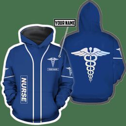 PLstar Cosmos 3DPrinted est Nurse Custom Name Job Gift Art Unique Hrajuku Streetwear Unisex Casual Hoodies Zip Sweatshirt Q 2 220714gx