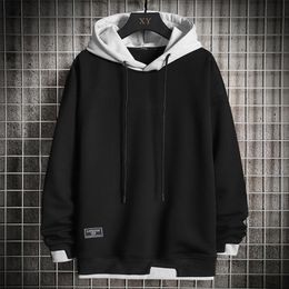 Men Hoodies Casual Harajuku Solid Colour Fashion Clothing Tops Pullover Spring and Autumn Sweatshirt 220402