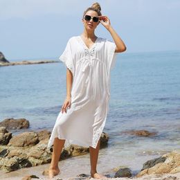 Women's Swimwear Beach Cover Ups Loose Rayon Sunscreen Coverup Holiday Robes White Bikini Mujer Vestidos Swimsuit Bathing SuitsWomen's