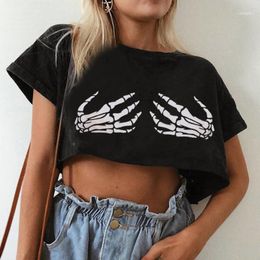 Sexy Women Gothic T-Shirt 2022 Summer Skull Hand Graphic Tees Short Sleeve Tops Female Streetwear Clothes Mujer Camisetas A40 Women's