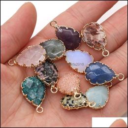 Arts And Crafts Gold Claw Edge Healing Waterdrop Natural Stone Charms Rose Quartz Crystal Pendant Diy Necklace Women Fashio Sports2010 Dhqyc