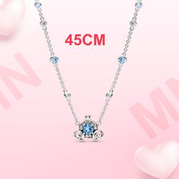 925 Sterling Silver Necklace Pumpkin Car Crown Zircon Necklace lovers Fashion Women's Heart Original Fit Pandora Necklaces Jewelry Making DIY Gift